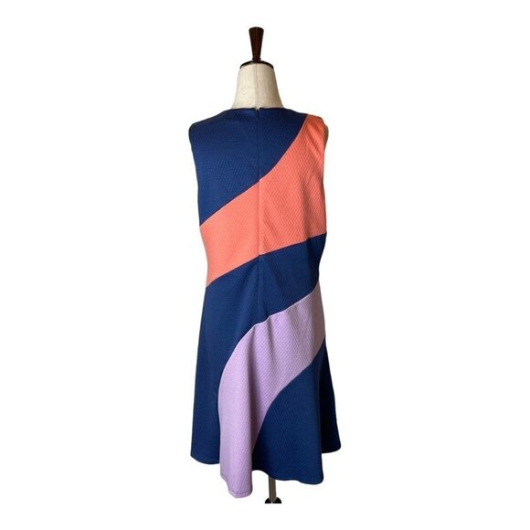 Hutch Anthropologie Blue Pink And Purple Color Block Fit And Flare Dress XXL - Picture 3 of 9